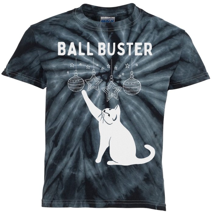 Christmas Cat Ball Buster Xmas Ornaments Funny Holiday Kids Tie-Dye T-Shirt