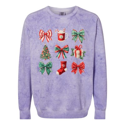 Christmas Coquette Bows Retro Xmas Season Women Colorblast Crewneck Sweatshirt