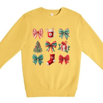 Christmas Coquette Bows Retro Xmas Season Women Premium Crewneck Sweatshirt