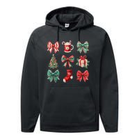 Christmas Coquette Bows Retro Xmas Season Women Performance Fleece Hoodie