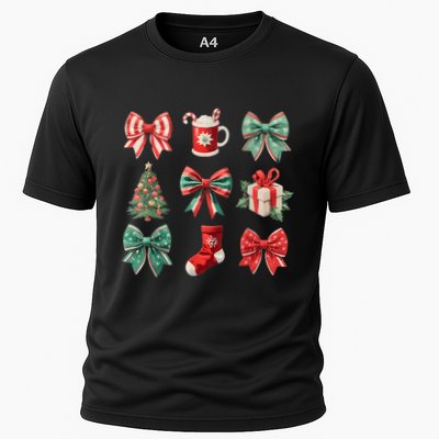 Christmas Coquette Bows Retro Xmas Season Women Performance Shirt