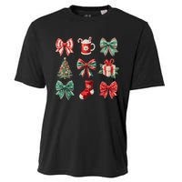 Christmas Coquette Bows Retro Xmas Season Women Cooling Performance Crew T-Shirt