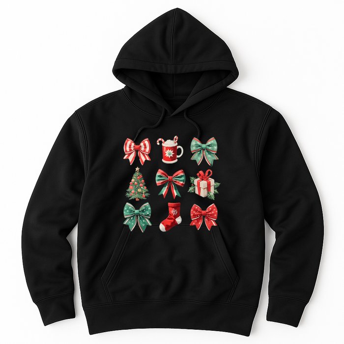 Christmas Coquette Bows Retro Xmas Season Women Hoodie