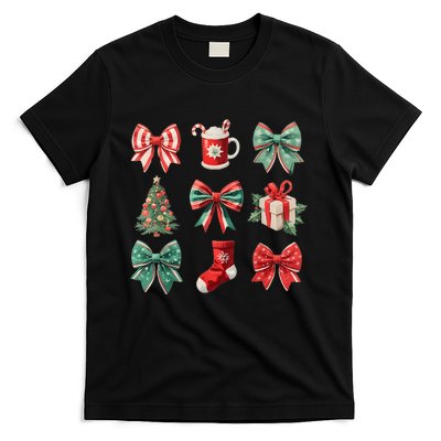 Christmas Coquette Bows Retro Xmas Season Women T-Shirt