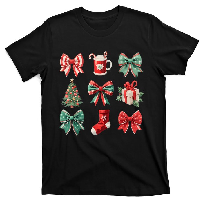 Christmas Coquette Bows Retro Xmas Season Women T-Shirt