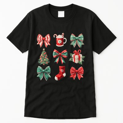 Christmas Coquette Bows Retro Xmas Season Women Tall T-Shirt