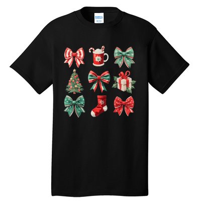 Christmas Coquette Bows Retro Xmas Season Women Tall T-Shirt