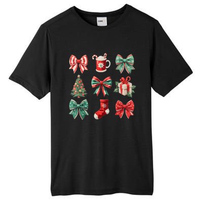 Christmas Coquette Bows Retro Xmas Season Women Tall Fusion ChromaSoft Performance T-Shirt