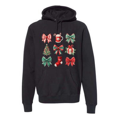 Christmas Coquette Bows Retro Xmas Season Women Premium Hoodie