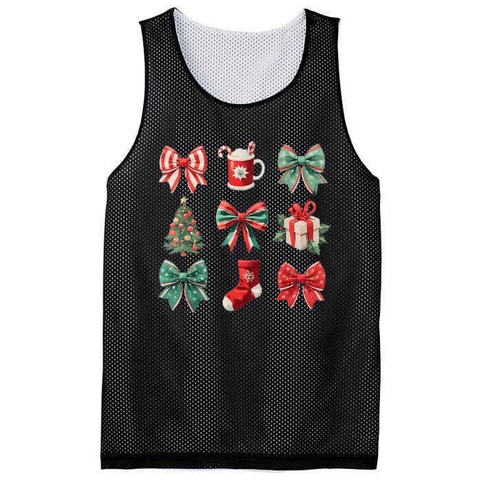 Christmas Coquette Bows Retro Xmas Season Women Mesh Reversible Basketball Jersey Tank