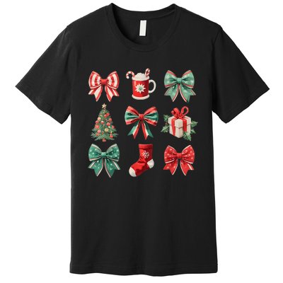 Christmas Coquette Bows Retro Xmas Season Women Premium T-Shirt