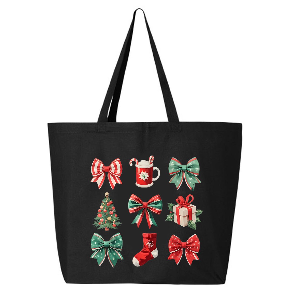 Christmas Coquette Bows Retro Xmas Season Women 25L Jumbo Tote