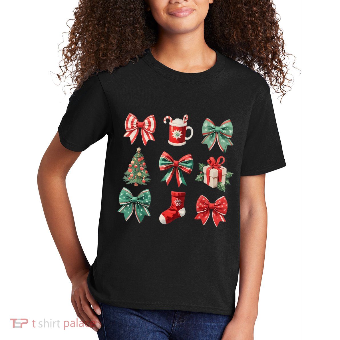 Christmas Coquette Bows Retro Xmas Season Women Kids T-Shirt
