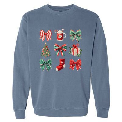 Christmas Coquette Bows Retro Xmas Season Women Garment-Dyed Sweatshirt