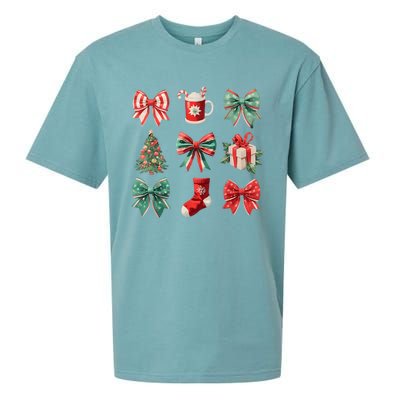 Christmas Coquette Bows Retro Xmas Season Women Sueded Cloud Jersey T-Shirt