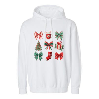 Christmas Coquette Bows Retro Xmas Season Women Garment-Dyed Fleece Hoodie