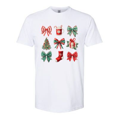 Christmas Coquette Bows Retro Xmas Season Women Softstyle CVC T-Shirt