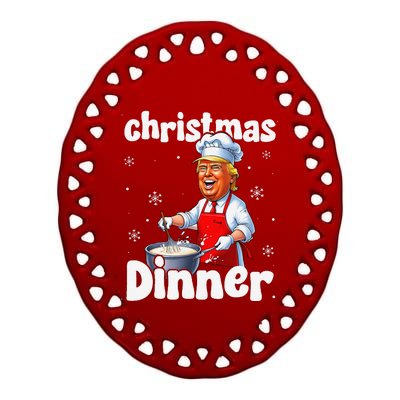 Christmas Cookie Baking Christmas Dinner With Trump Ceramic Oval Ornament