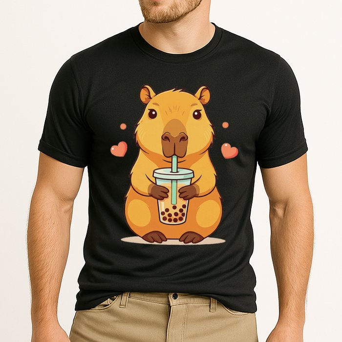 Cute Capybara Boba Tea Bubble Rodent Cooling Performance Crew T-Shirt