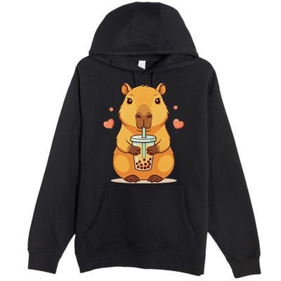 Cute Capybara Boba Tea Bubble Rodent Premium Pullover Hoodie