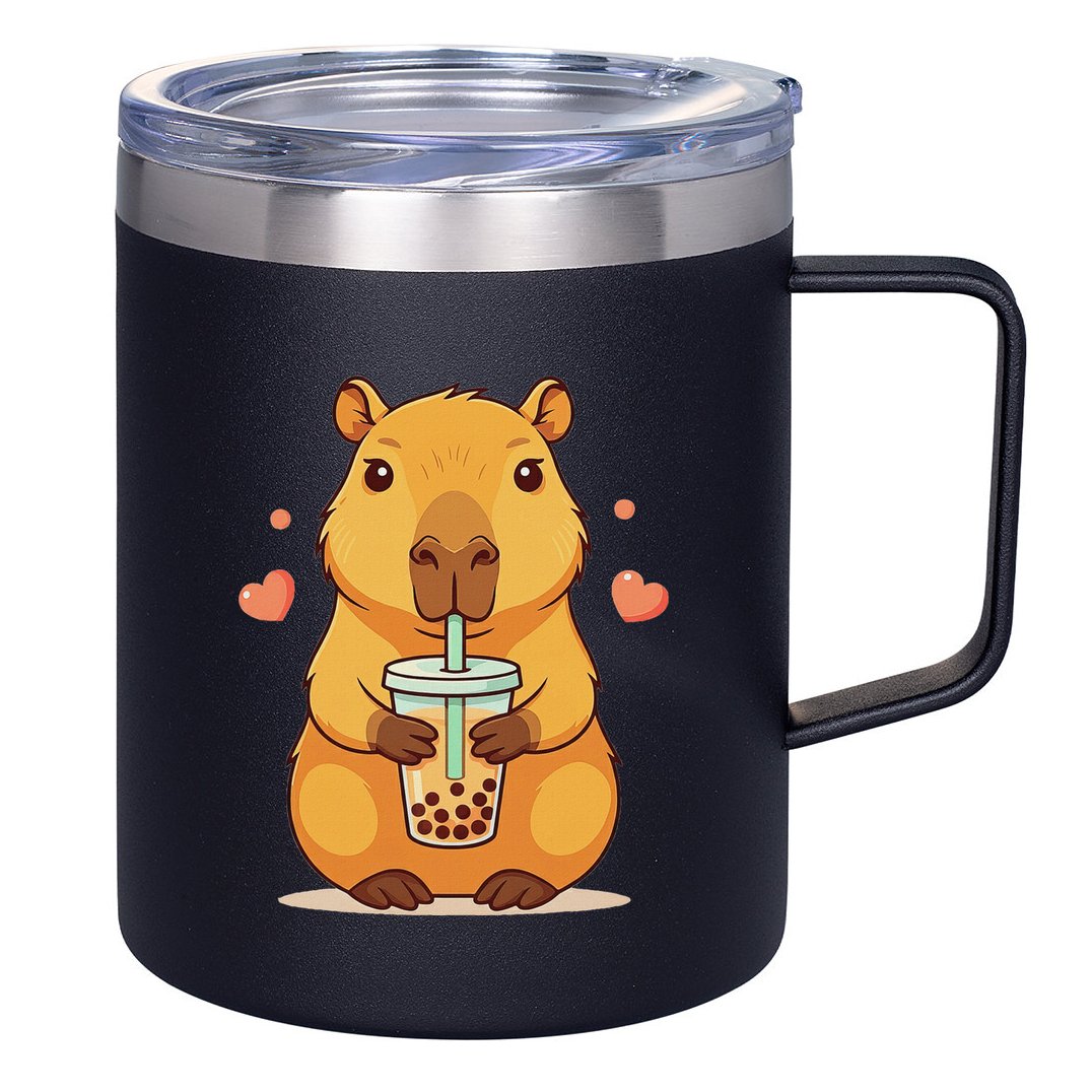 Cute Capybara Boba Tea Bubble Rodent 12oz Stainless Steel Coffee Mug