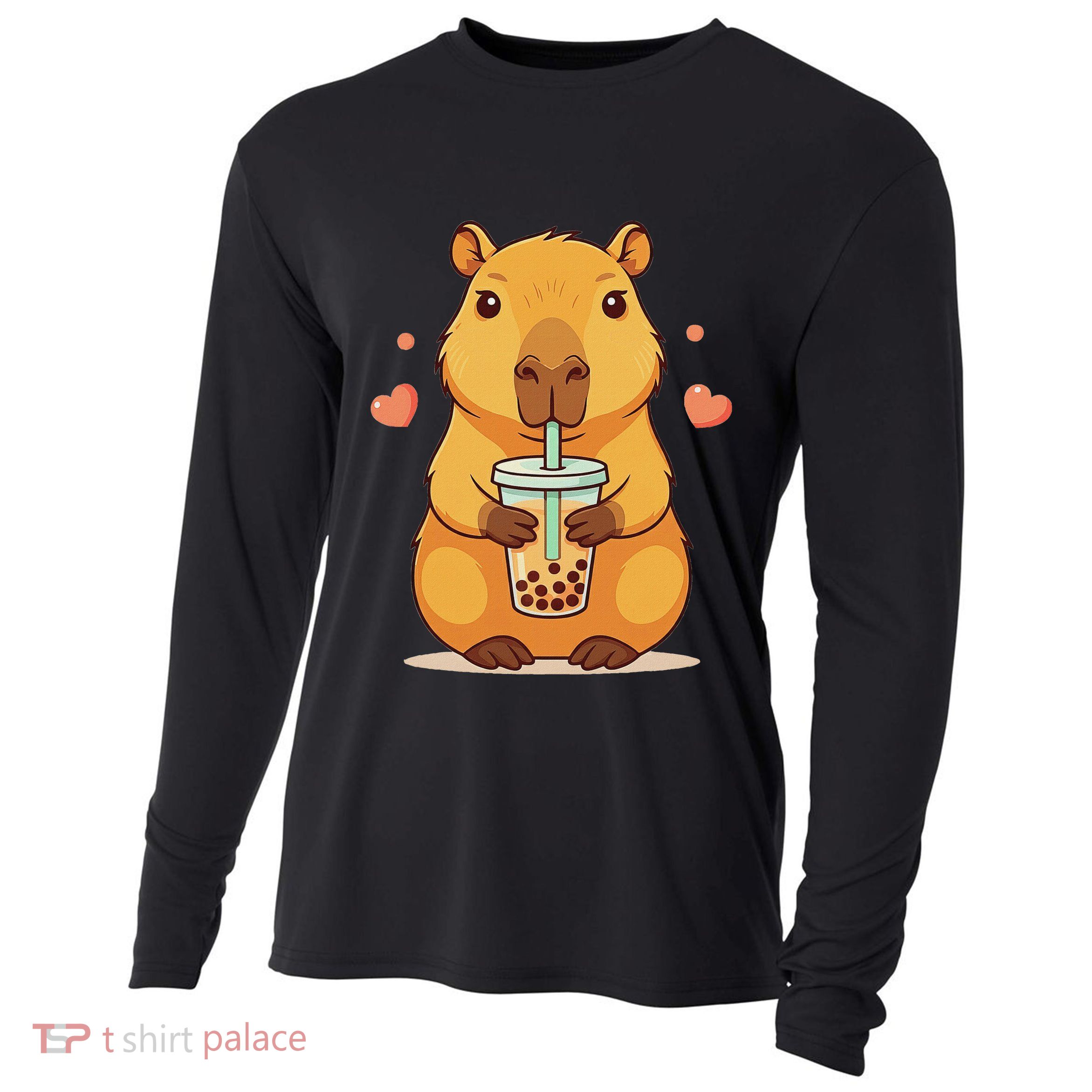 Cute Capybara Boba Tea Bubble Rodent Cooling Performance Long Sleeve Crew