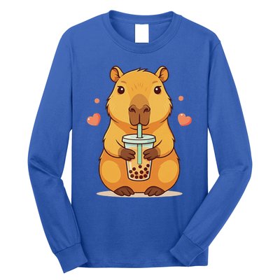 Cute Capybara Boba Tea Bubble Rodent Long Sleeve Shirt