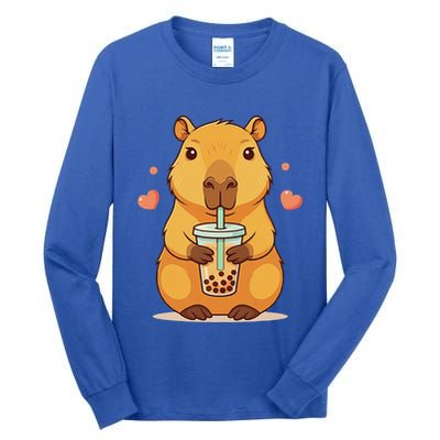 Cute Capybara Boba Tea Bubble Rodent Tall Long Sleeve T-Shirt