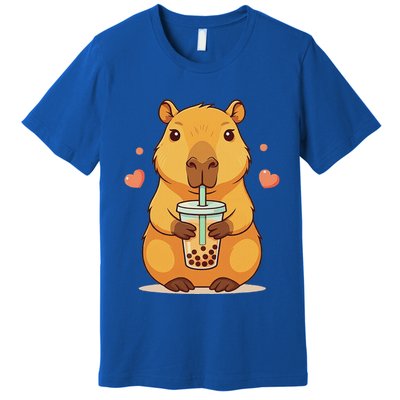 Cute Capybara Boba Tea Bubble Rodent Premium T-Shirt