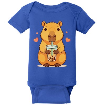 Cute Capybara Boba Tea Bubble Rodent Baby Bodysuit