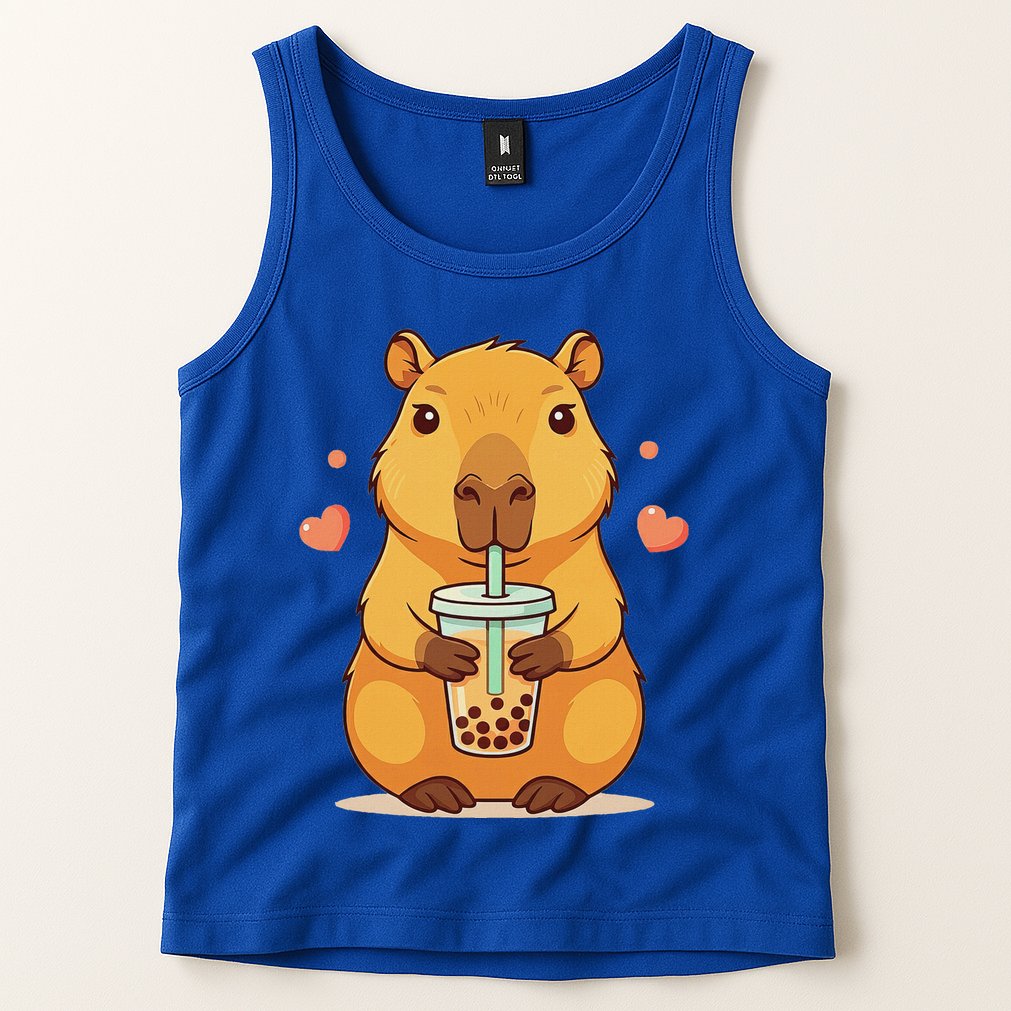 Cute Capybara Boba Tea Bubble Rodent Tank Top
