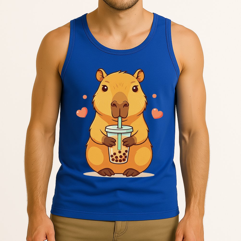 Cute Capybara Boba Tea Bubble Rodent Tank Top
