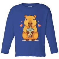 Cute Capybara Boba Tea Bubble Rodent Toddler Long Sleeve Shirt