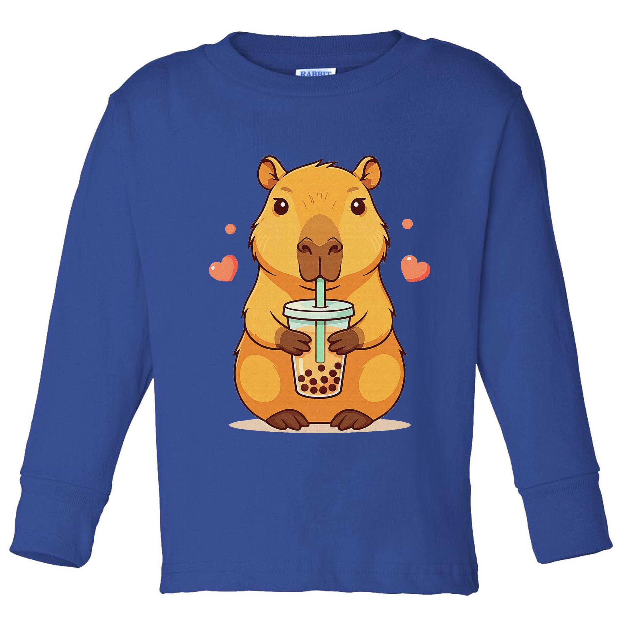 Cute Capybara Boba Tea Bubble Rodent Toddler Long Sleeve Shirt