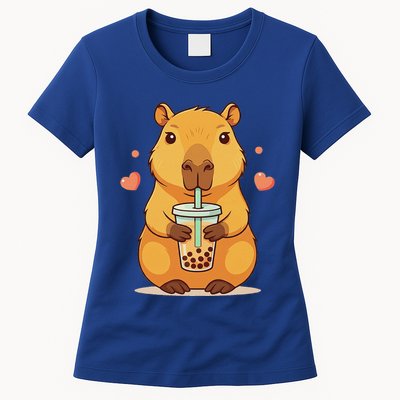 Cute Capybara Boba Tea Bubble Rodent Womens T-Shirt
