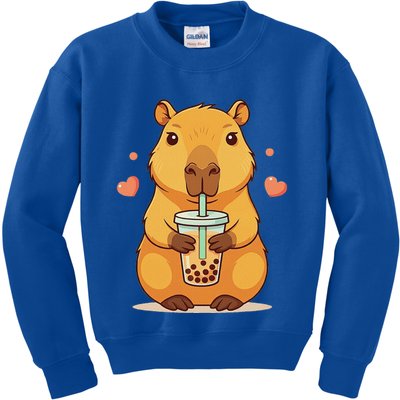 Cute Capybara Boba Tea Bubble Rodent Kids Sweatshirt