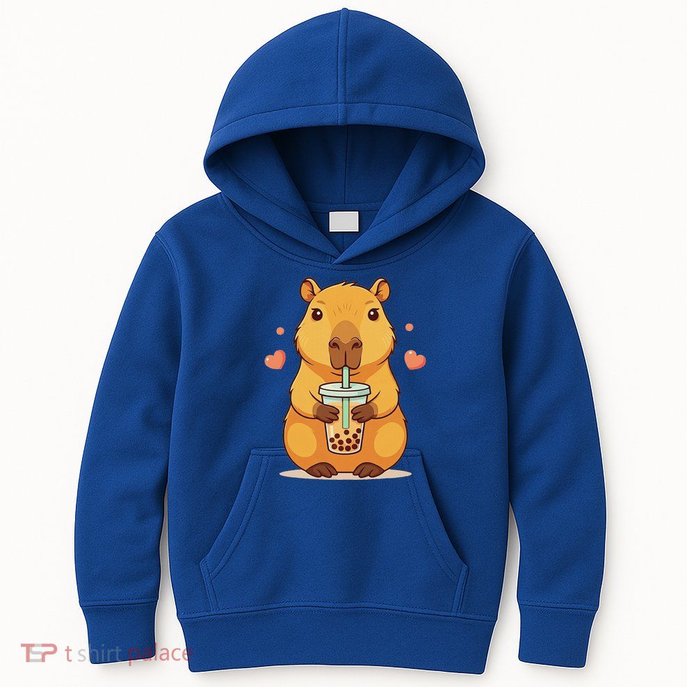 Cute Capybara Boba Tea Bubble Rodent Kids Hoodie
