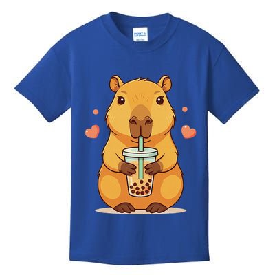Cute Capybara Boba Tea Bubble Rodent Kids T-Shirt