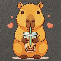 Cute Capybara Boba Tea Bubble Rodent Cotton Canvas Backpack