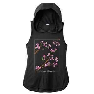 Cute Cherry Blossom Japanese Art Sakura Japan Korean Style Ladies PosiCharge Tri-Blend Wicking Draft Hoodie Tank