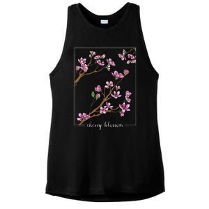 Cute Cherry Blossom Japanese Art Sakura Japan Korean Style Ladies PosiCharge Tri-Blend Wicking Tank