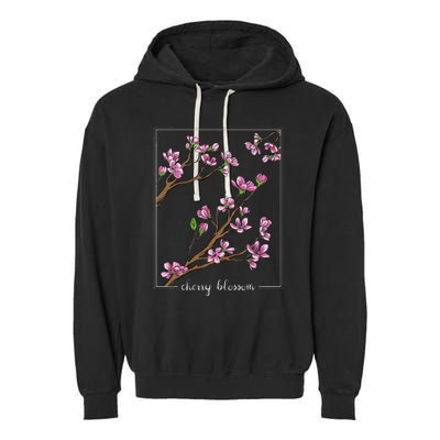 Cute Cherry Blossom Japanese Art Sakura Japan Korean Style Garment-Dyed Fleece Hoodie