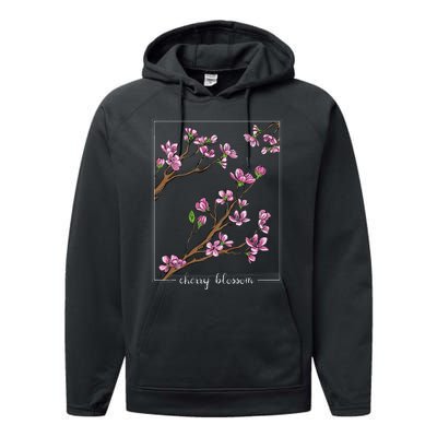 Cute Cherry Blossom Japanese Art Sakura Japan Korean Style Performance Fleece Hoodie