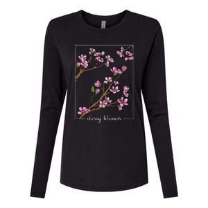 Cute Cherry Blossom Japanese Art Sakura Japan Korean Style Womens Cotton Relaxed Long Sleeve T-Shirt