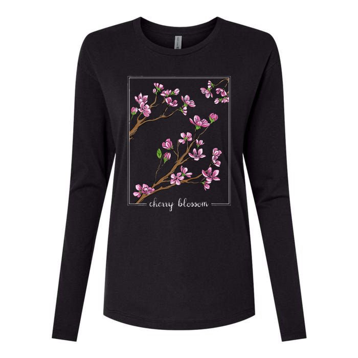 Cute Cherry Blossom Japanese Art Sakura Japan Korean Style Womens Cotton Relaxed Long Sleeve T-Shirt