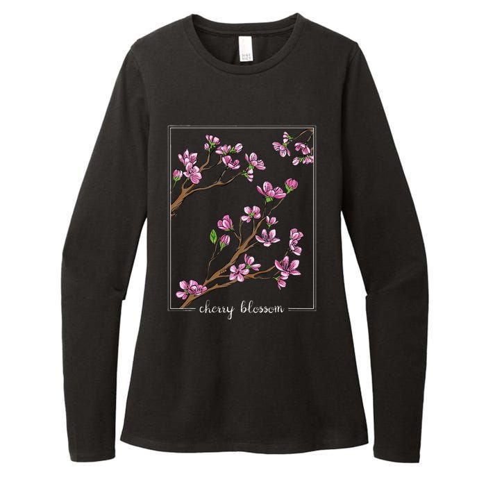 Cute Cherry Blossom Japanese Art Sakura Japan Korean Style Womens CVC Long Sleeve Shirt