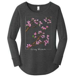 Cute Cherry Blossom Japanese Art Sakura Japan Korean Style Women's Perfect Tri Tunic Long Sleeve Shirt