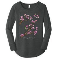 Cute Cherry Blossom Japanese Art Sakura Japan Korean Style Women's Perfect Tri Tunic Long Sleeve Shirt