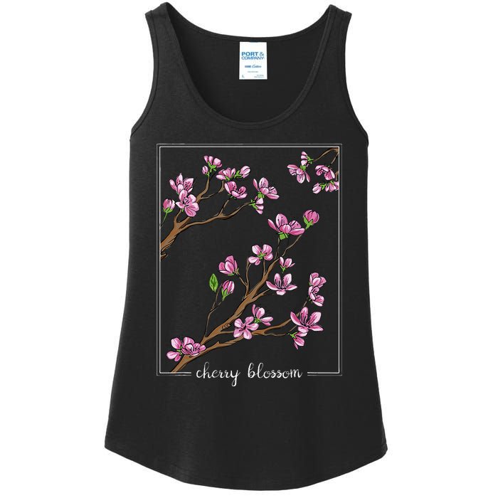 Cute Cherry Blossom Japanese Art Sakura Japan Korean Style Ladies Essential Tank