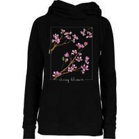 Cute Cherry Blossom Japanese Art Sakura Japan Korean Style Womens Funnel Neck Pullover Hood